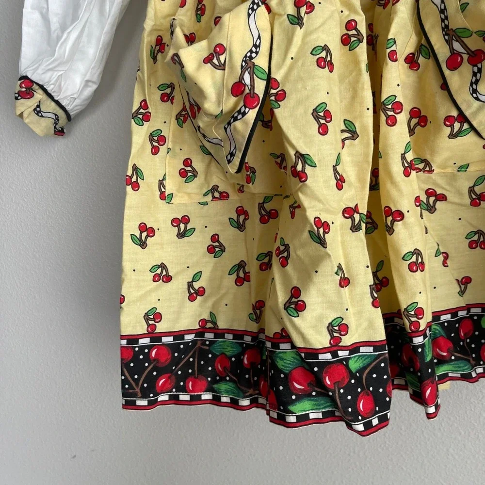 Vintage‎ Daisy Kingdom Yellow Cherry Print Button Front Dress